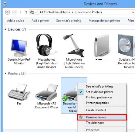 choose the Remove Device
