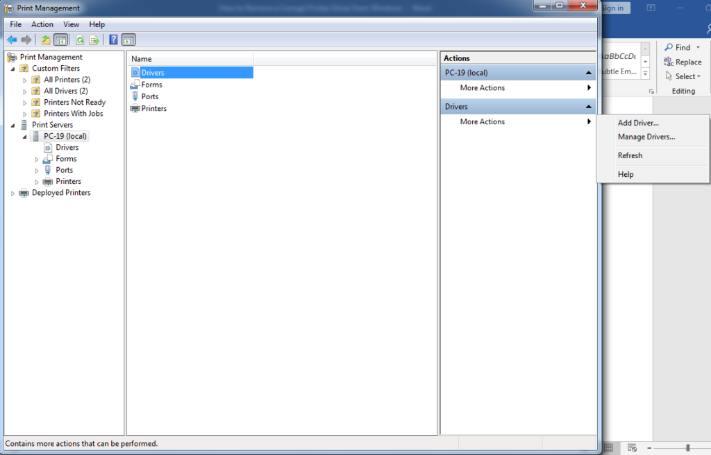 list of Installed printer drivers